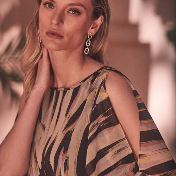 MELANIE LYNE: Abstract Tiger Print Kimono Blouse - black/cream - Picture 2 of 6